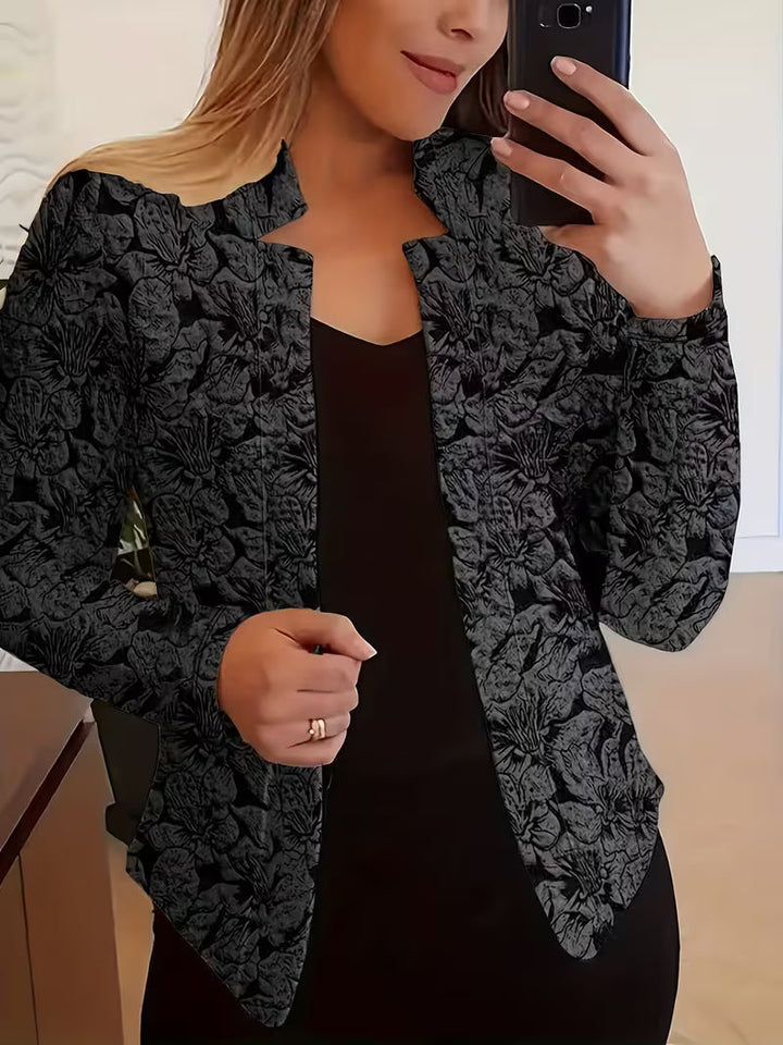 Women's Floral Blazer with Structured Collar