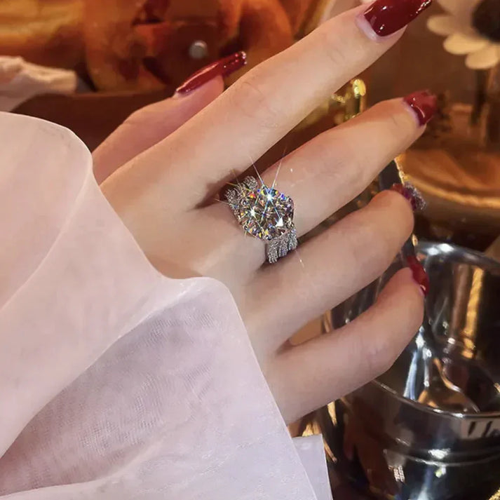 Halyna 3-Carat Super Flash Moissanite Ring, view 9 - Elena Harper