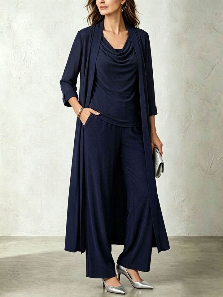 Women's 3-Piece Set: Long Cardigan and Pants