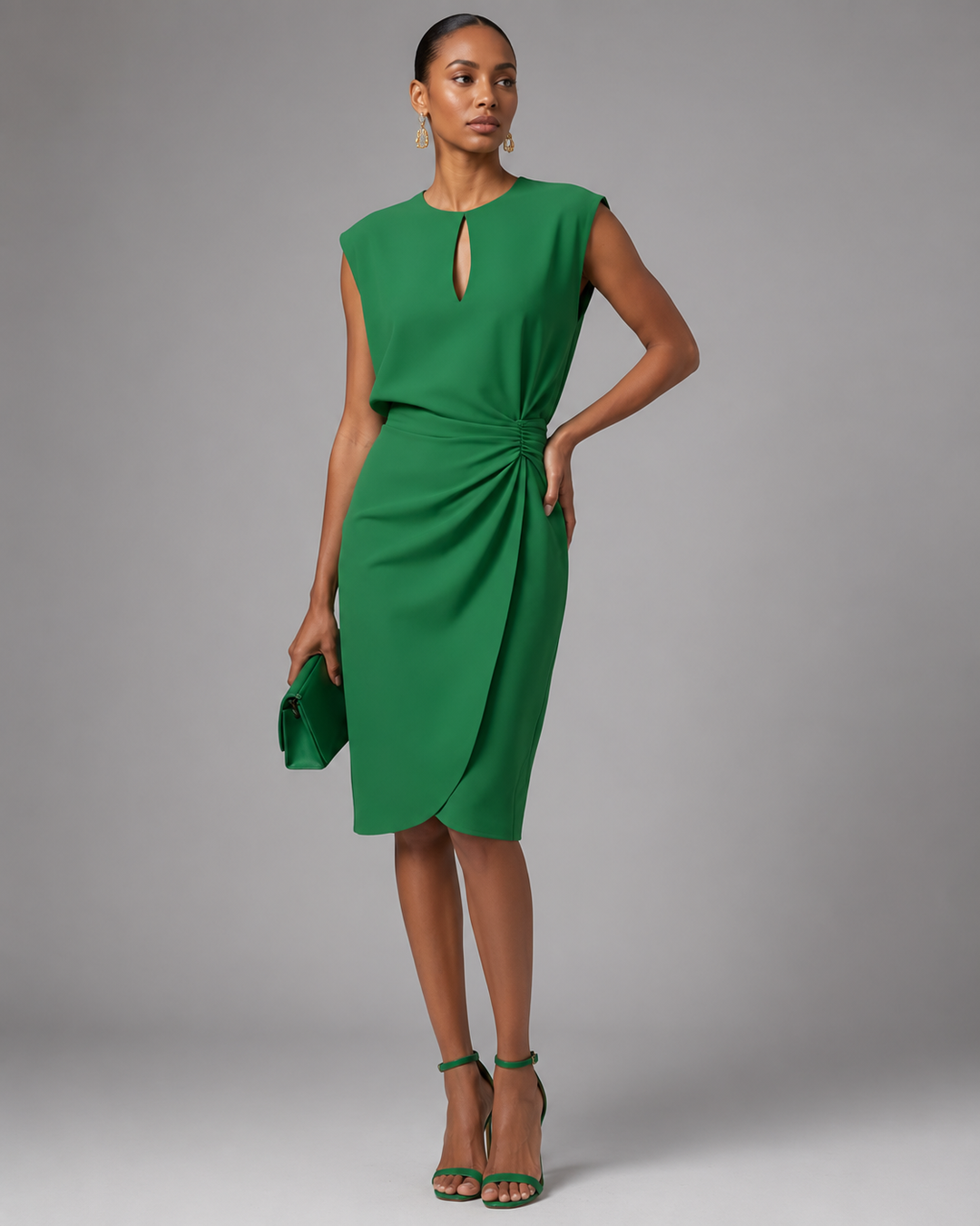Rochelle™ | Tummy Concealing Draped Midi Dress