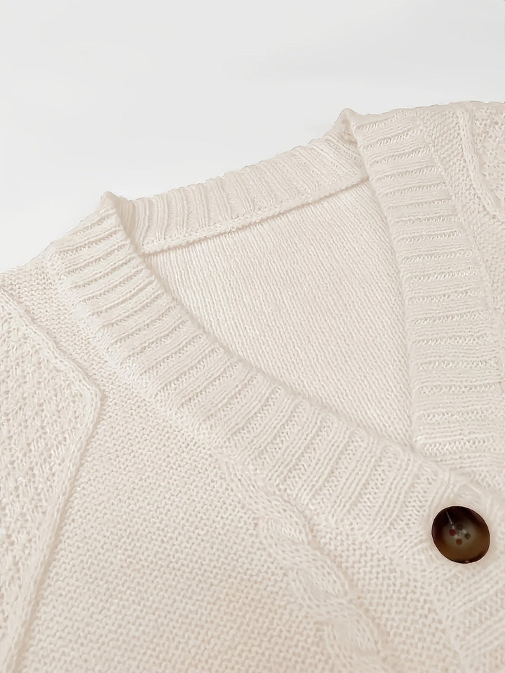 Aurélie - Elegant Twisted Knit Cardigan V-Neck