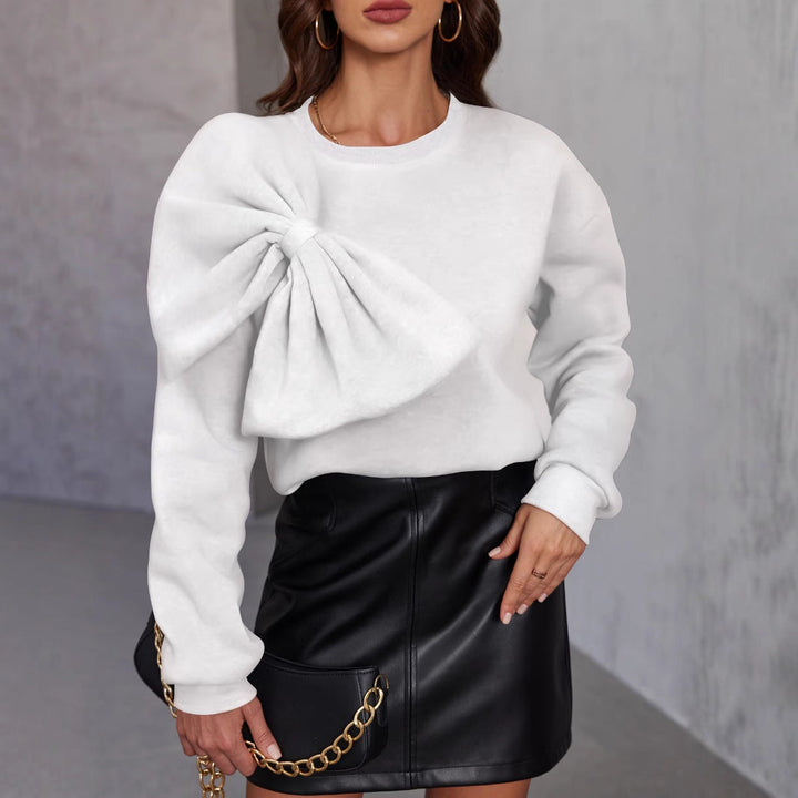 Elegant Knit Sweater for Women with Bow – Soft Long Sleeve Sweater