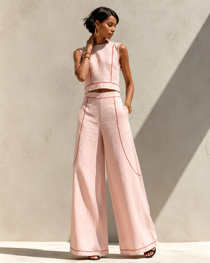 Bianca™ | Elegant White Co-ord Set with Wide Legs