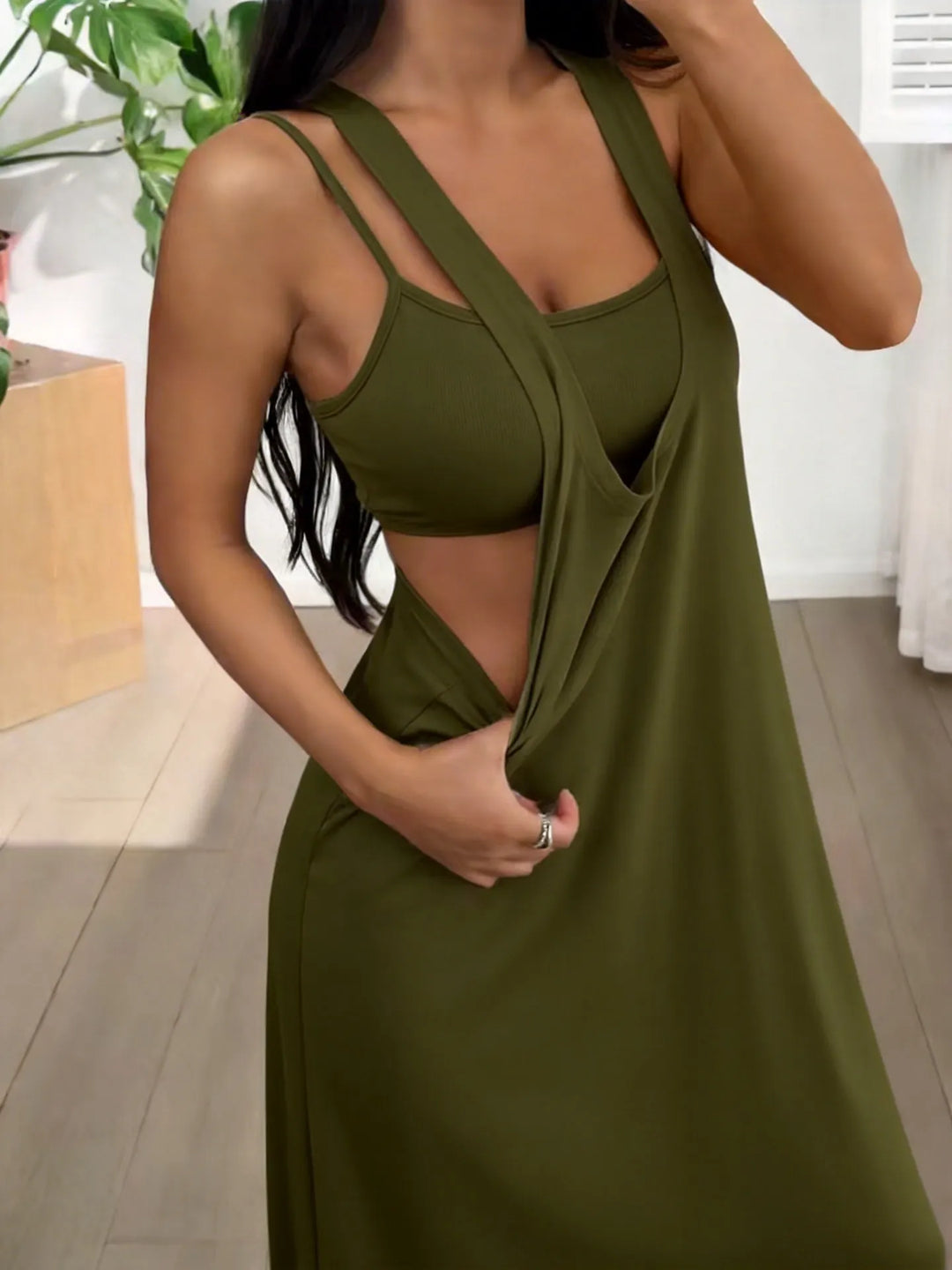Laronie Two-Piece Dress with Sporty Tank Top Design, view 5 - Elena Harper