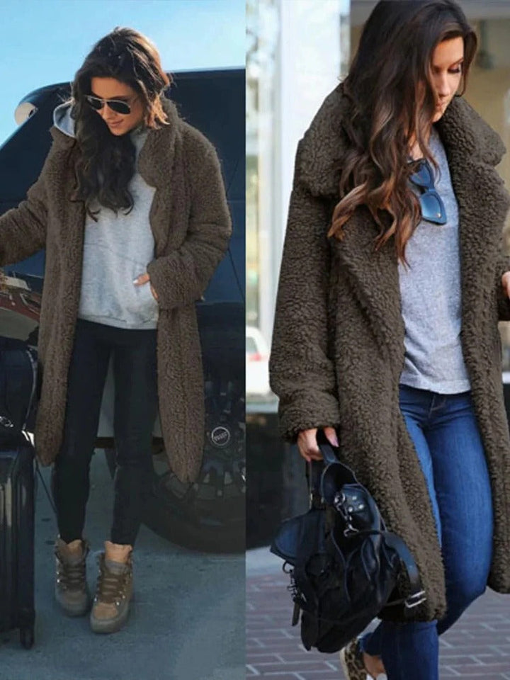 Trendy Long Teddy Coat for Women Isla, view 6 - Elena Harper