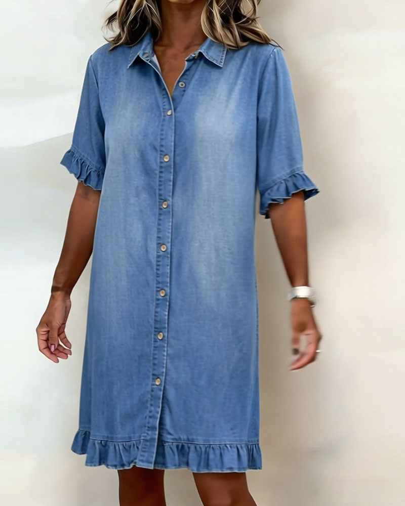 DENIM DRESS WITH BUTTONS FOR WOMEN
