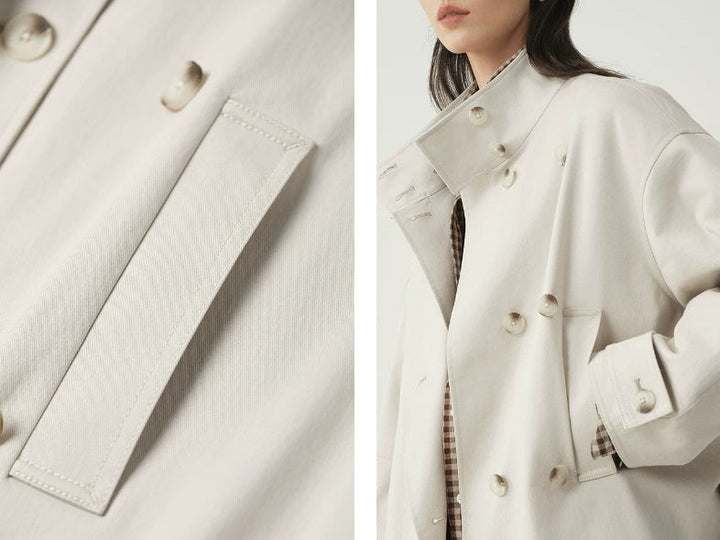Women's Crossed Jacket with High Collar – Elegant Fitted Style Small Size