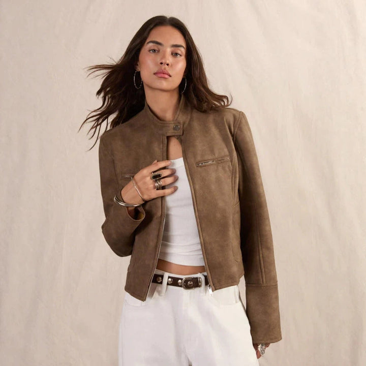 Short Women's Leather Effect Jacket - Chic and Modern