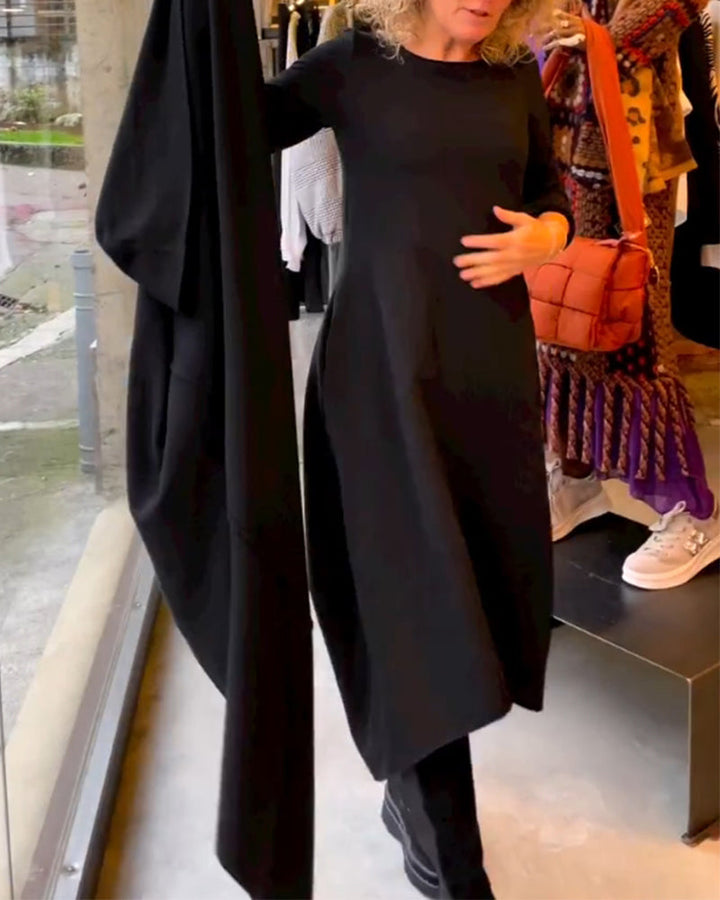 Clara™  |  Black Midi Dress Pockets