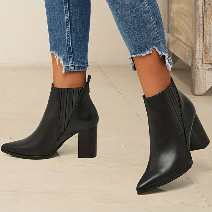 Olivia | Elegant Pointed-Toe Ankle Boots with Block Heel