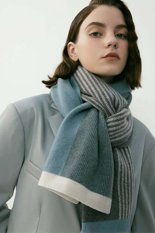 Striped Scarf Warm Winter Wrap, view 2 - Elena Harper