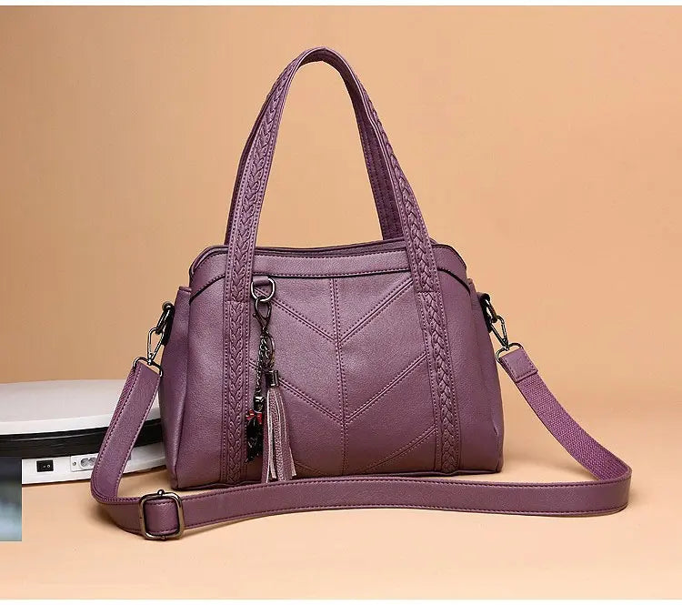 Grace Leather Handbag, view 7 - Elena Harper