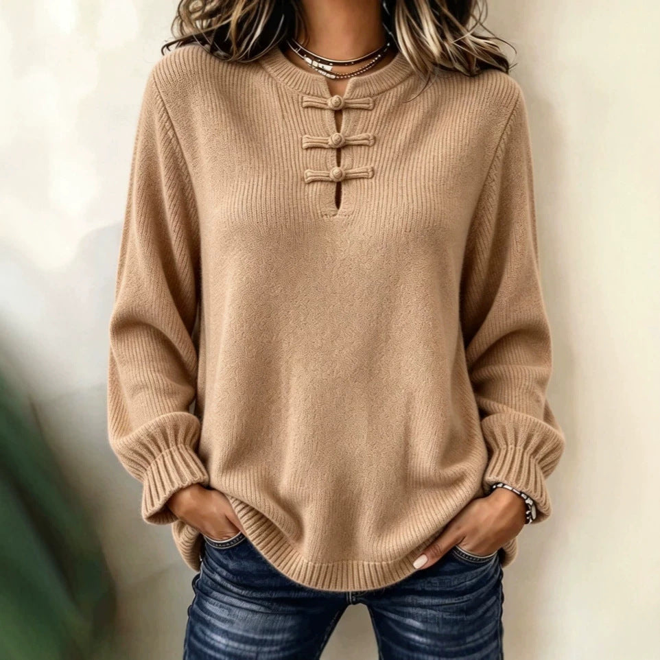 Women's Knit Shirt - High Collar and Relaxed Fit
