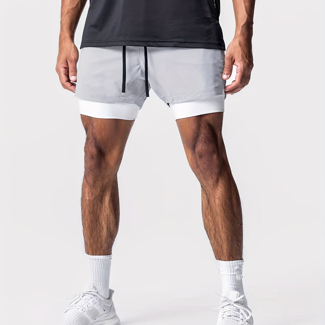 Men's Montarello 2-in-1 Sports Shorts with Compression Liner and Zipper Pocket