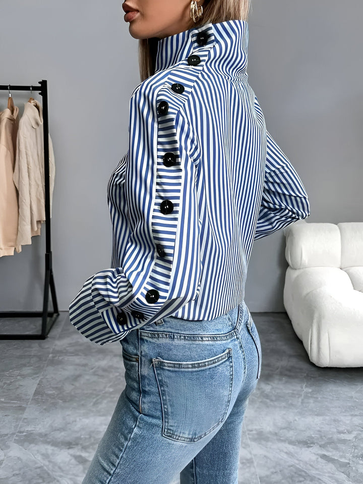 Bibi - Striped Shirt with Wide Collar