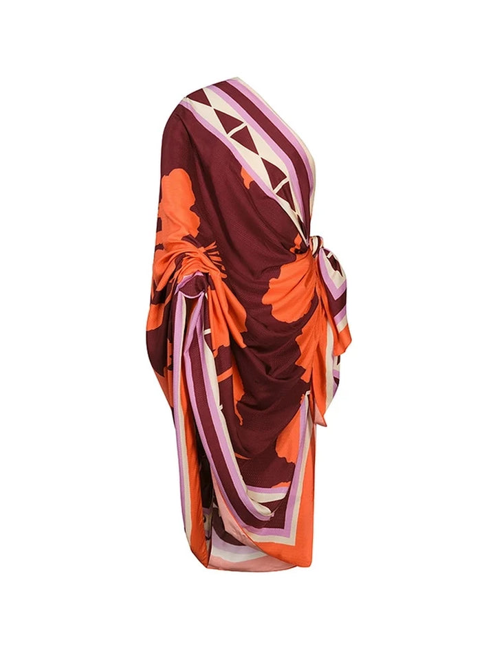 One Shoulder Ethnic Print Swimsuit, view 5 - Elena Harper