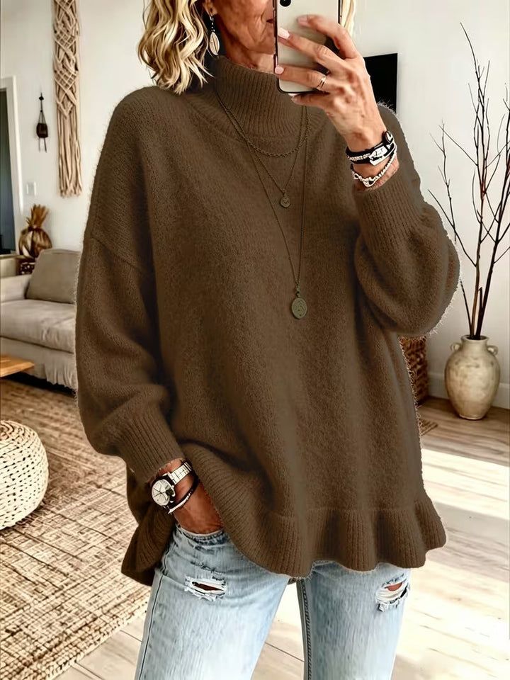 Women's Knit Sweater with Wavy Edge – Soft and Feminine