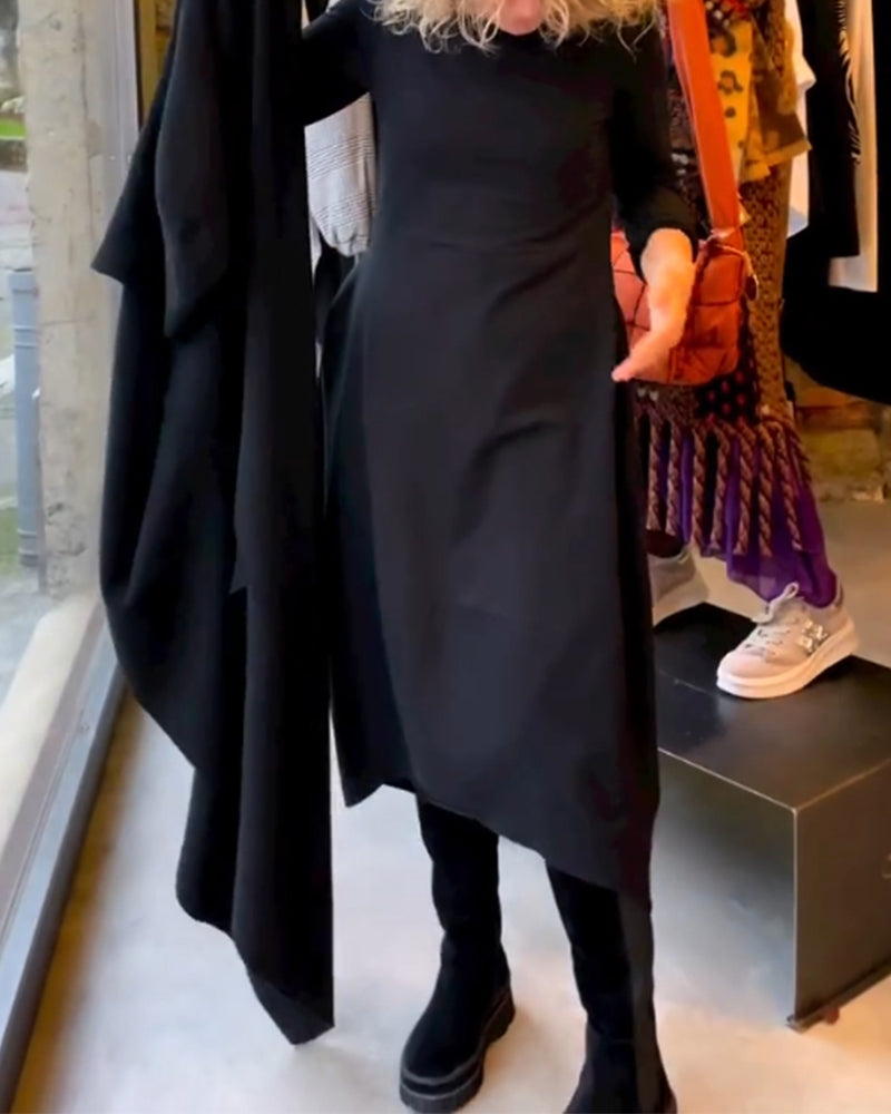 Clara™  |  Black Midi Dress Pockets