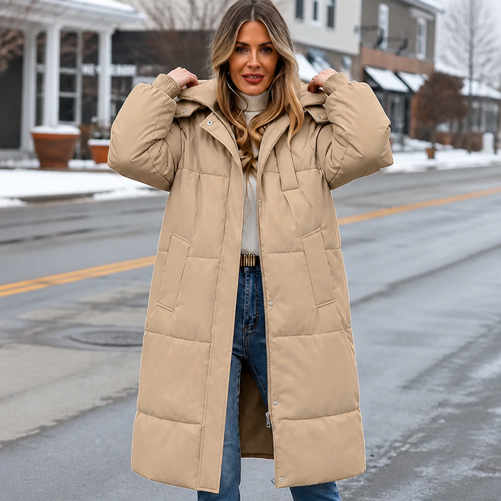Elise | Long and Elegant Women's Puffer Jacket with Hood