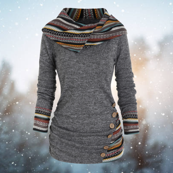 Matilda | Warmer Fleece Hoodie with Boho Pattern