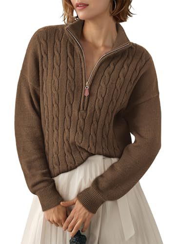 Women's Half-Zip Sweater with High Collar - Retro and Comfortable