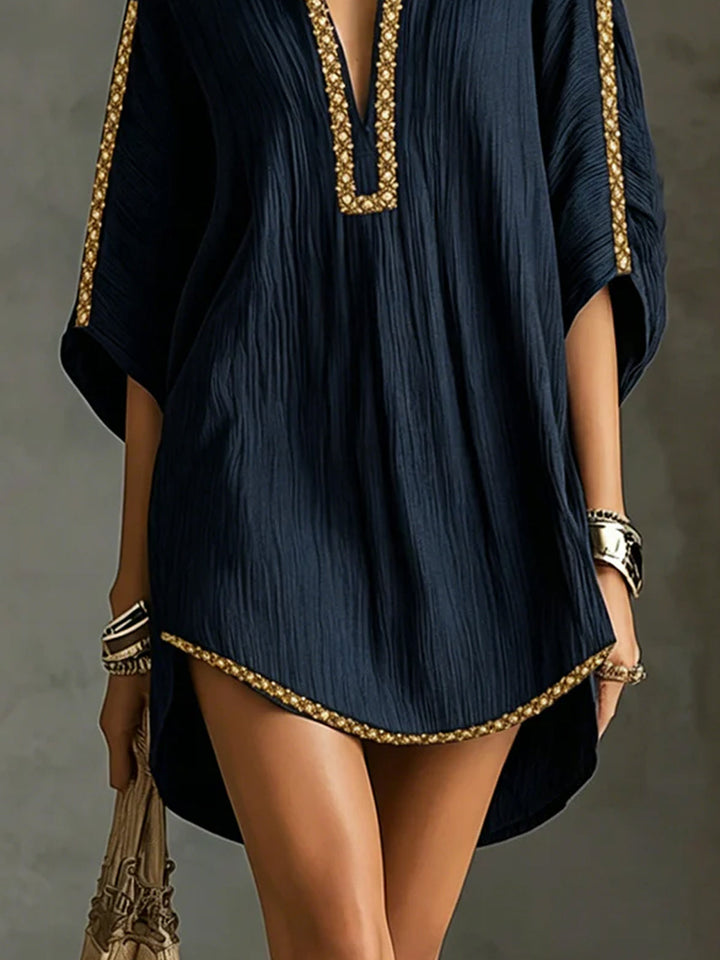 Mirella | Short black dress with deep V-neck