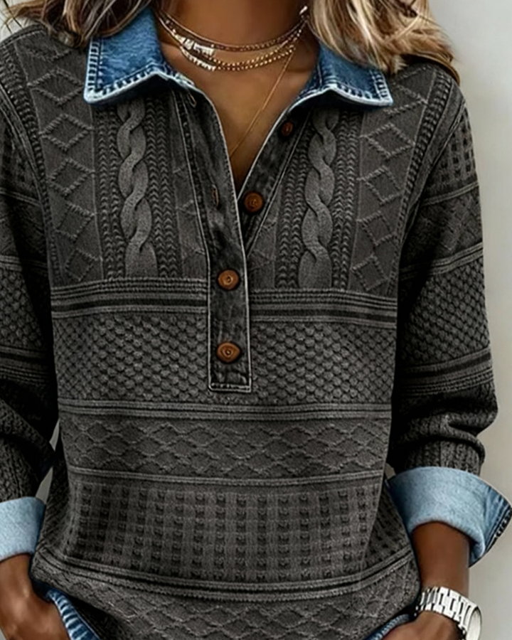 Dolores | Trendy Sweatshirt with Half Button