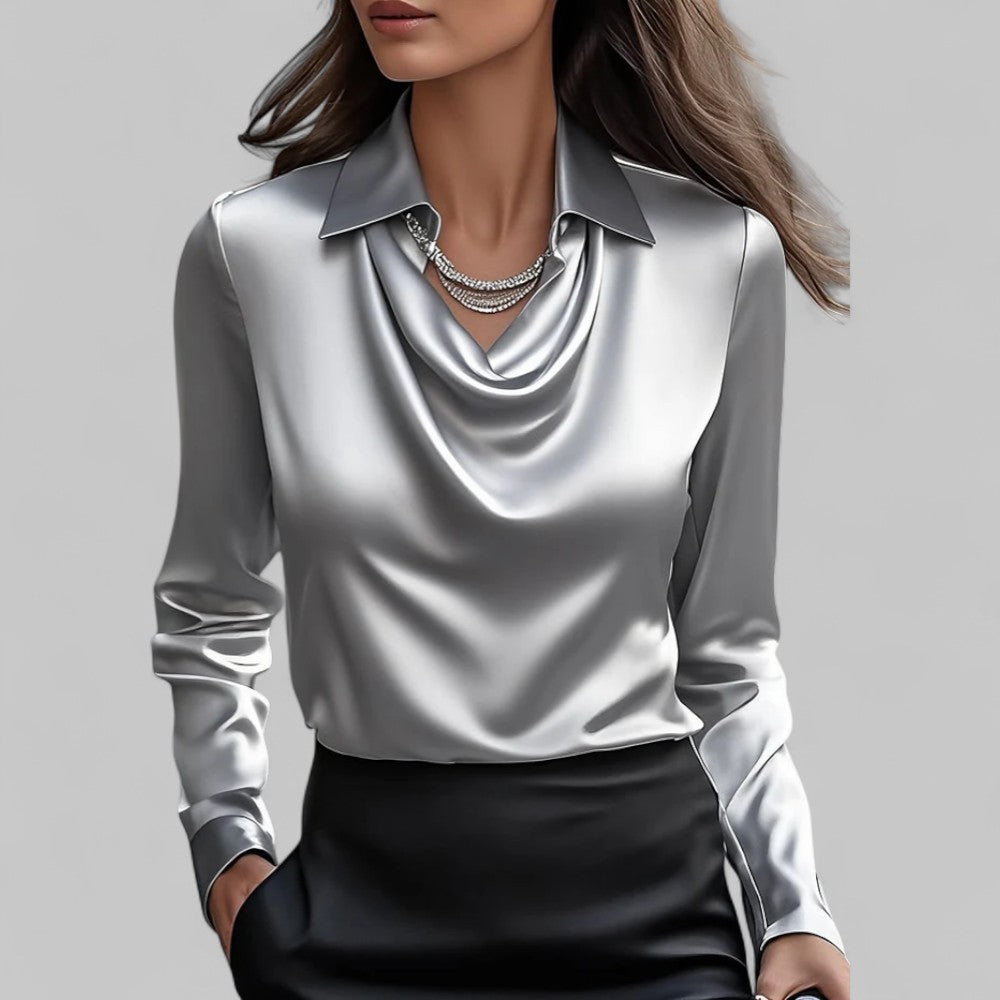 DRAPED SATIN BLOUSE FOR WOMEN