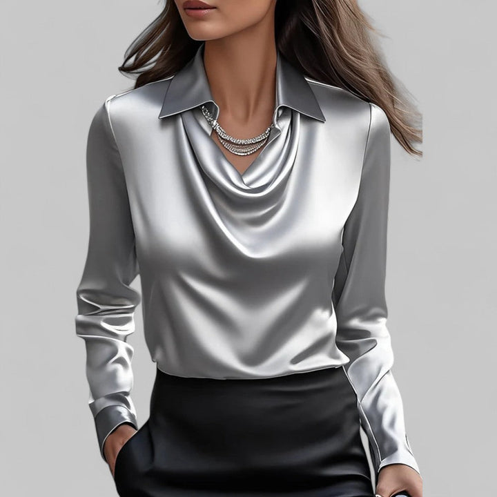 DRAPED SATIN BLOUSE FOR WOMEN