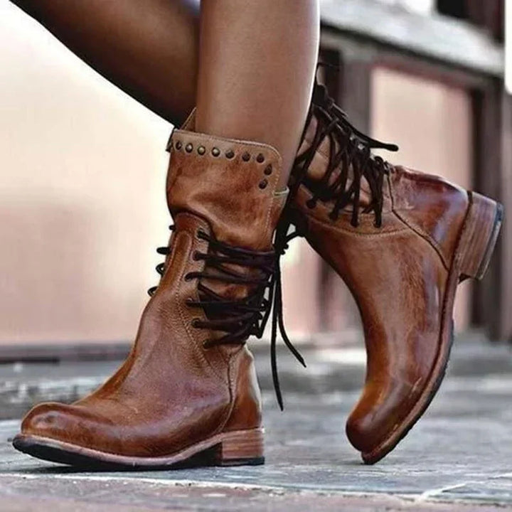 Women's Ankle-Height Lace-Up Front Boots
