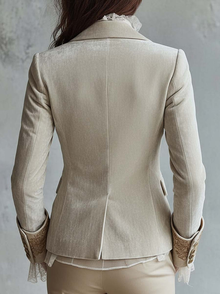 Constance Women's Ivory Embroidered Blazer with Soft Structure - Elena Harper