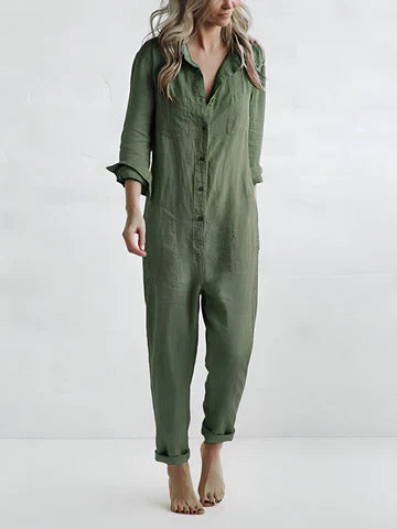 Casual Women's Jumpsuit with Button Placket Amira, view 2 - Elena Harper