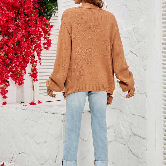 Casual Cardigan Decorated with 3D Flowers