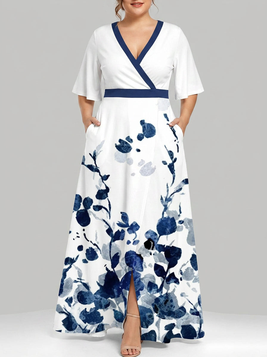 Wynne Seaside Glam Elegant Mid Sleeve Maxi Dress Ensemble, view 2 - Elena Harper