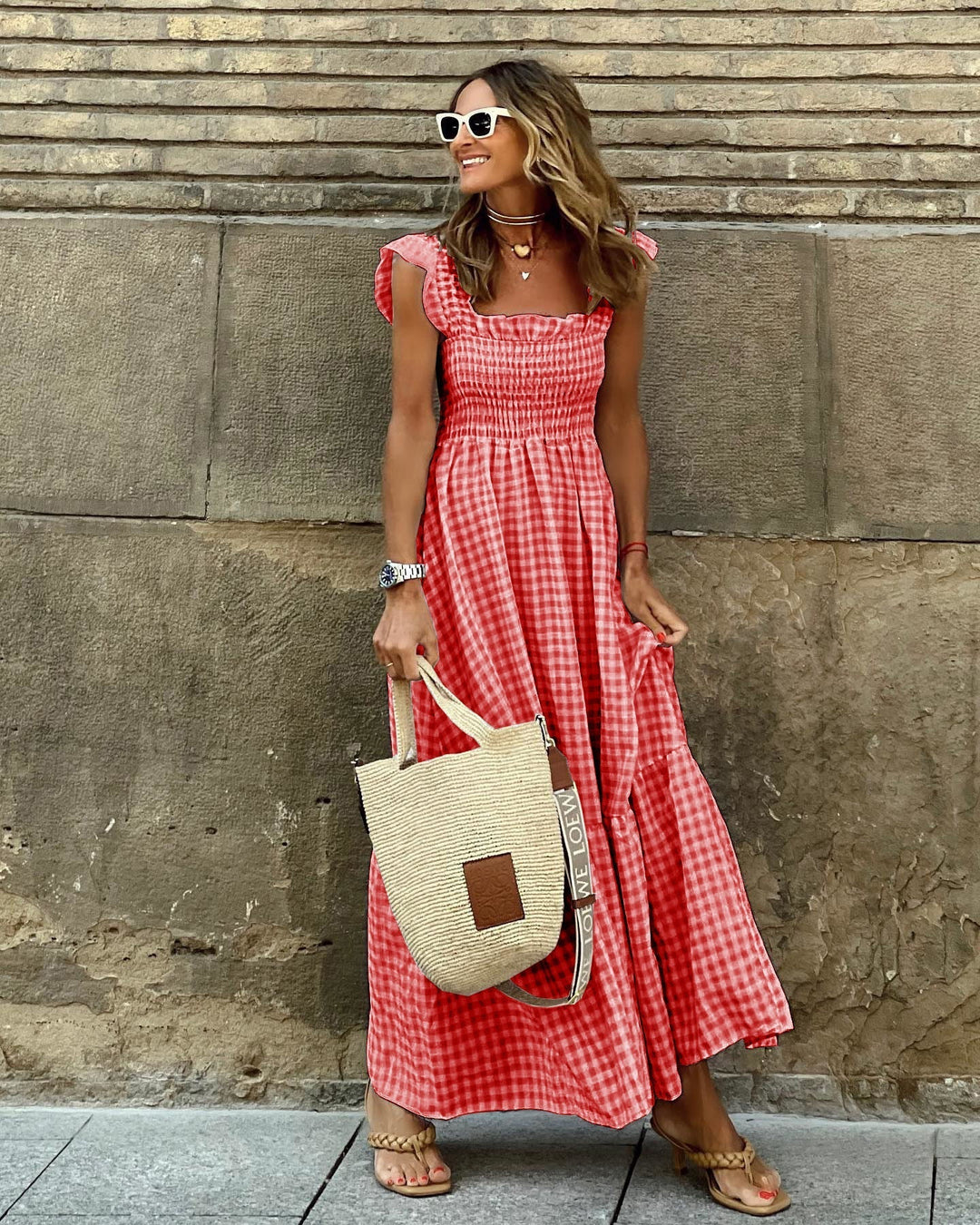 Christine Elegant Sleeve Smocked Maxi Dress, view 6 - Elena Harper