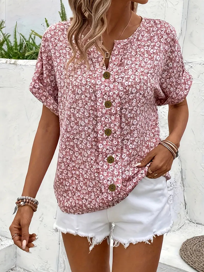 Jamie | Women's Floral Button Front Casual Top