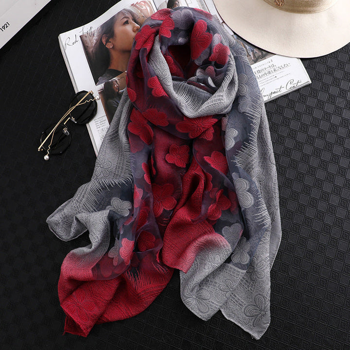 Color Block Floral Scarf