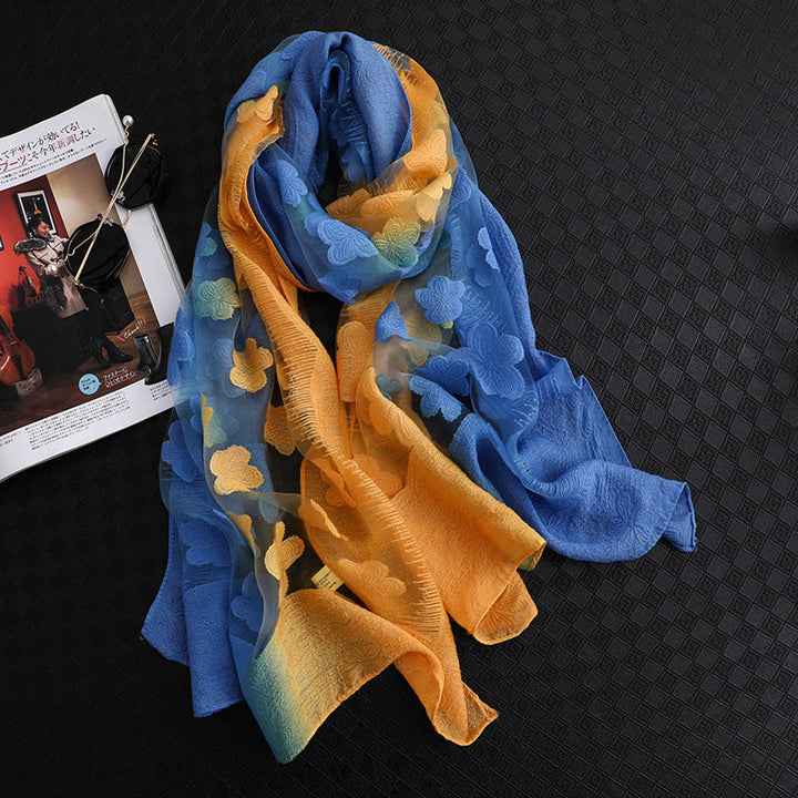 Color Block Floral Scarf