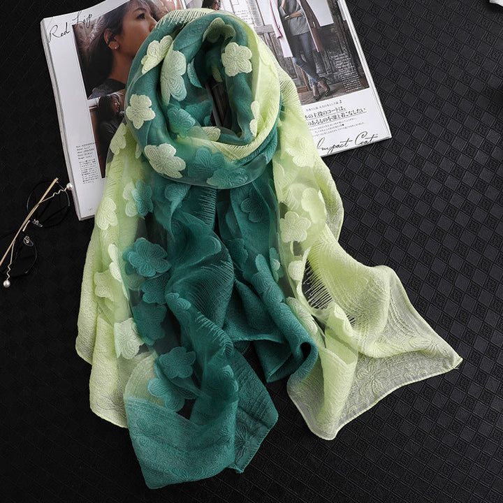 Color Block Floral Scarf