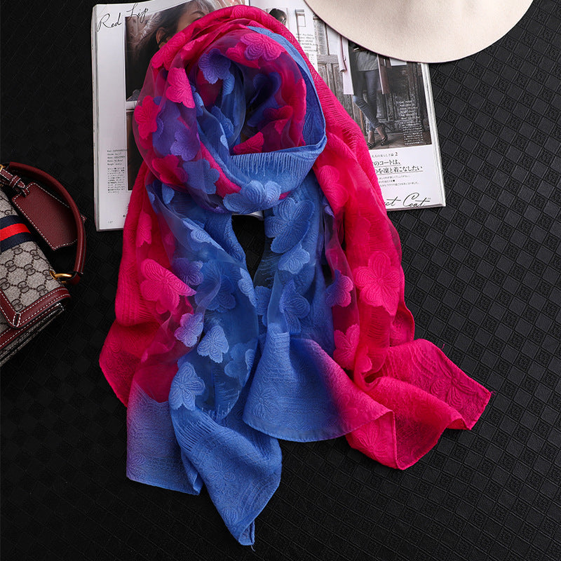 Color Block Floral Scarf