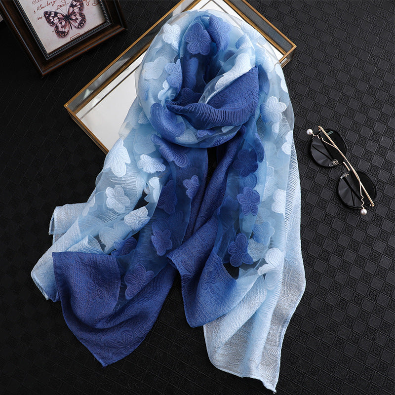 Color Block Floral Scarf