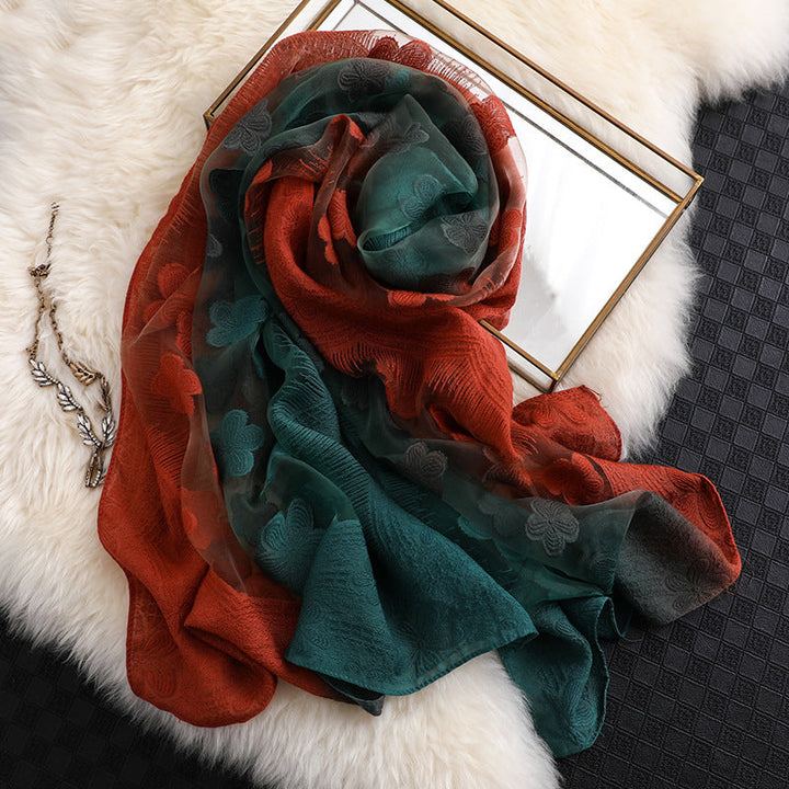Color Block Floral Scarf