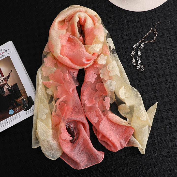 Color Block Floral Scarf