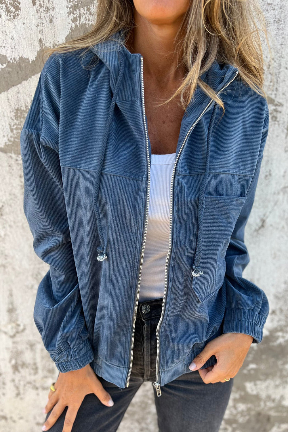 Fiona Casual Corduroy Jacket with Hood for a Relaxed Style, view 9 - Elena Harper
