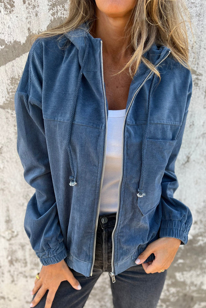 Fiona Casual Corduroy Jacket with Hood for a Relaxed Style, view 9 - Elena Harper