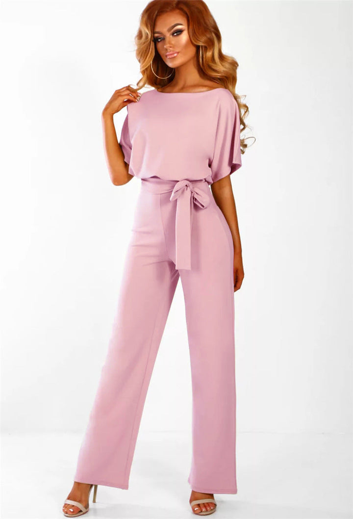 Women's Elegant Wide-Leg Jumpsuit with Chic Tied Waist