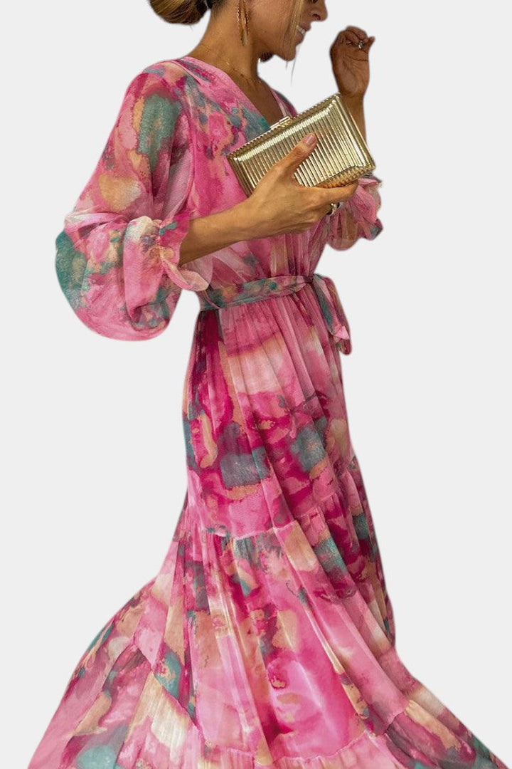 Dajana Floral Print Wrap Maxi Dress, view 4 - Elena Harper