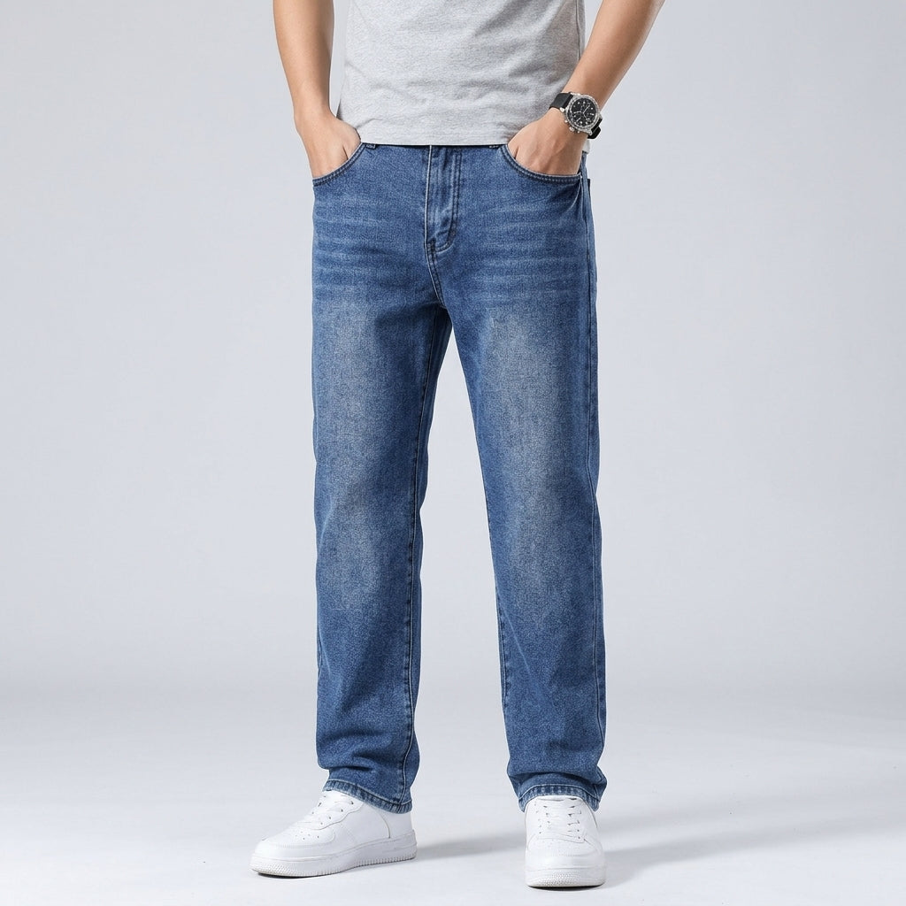 Straight Leg Casual Denim Jeans Trousers For Men