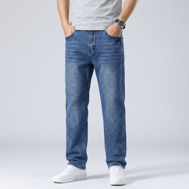 Straight Leg Casual Denim Jeans Trousers For Men