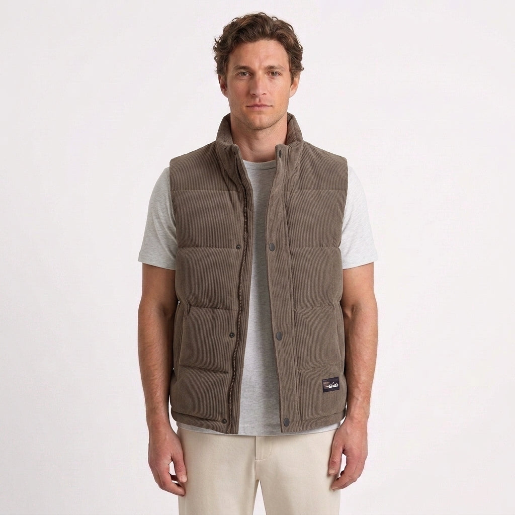Quilted Velvet Padded Gilet for Men